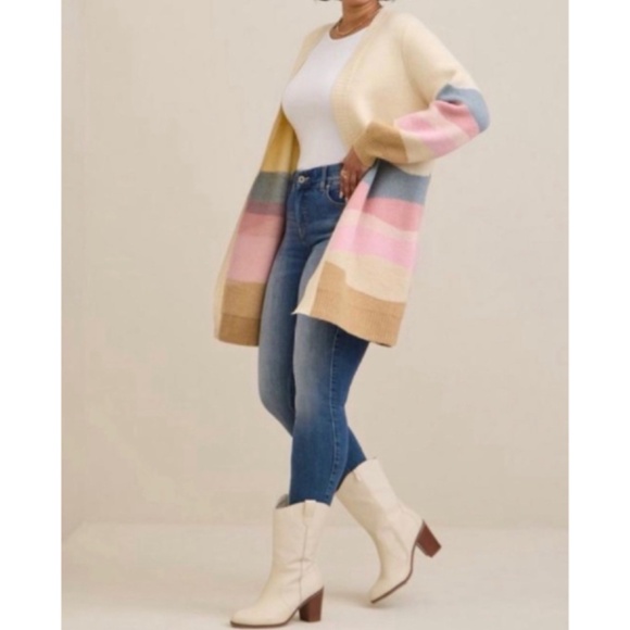 ๐๐
Chunky Cardigan Open Front Sweater 1 1X 14 16 NWT Torrid New Cream Beige Sun - Picture 3 of 5